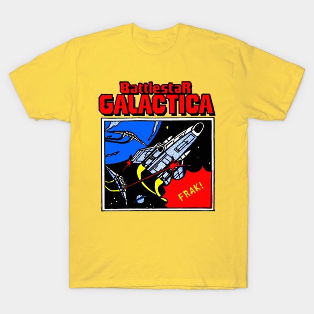 Battlestar Galactica Retro Comics Sticker T-Shirt by katmargoli